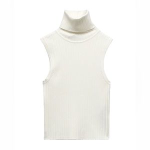 Zara Basic Ribbed Knit Top Ecru